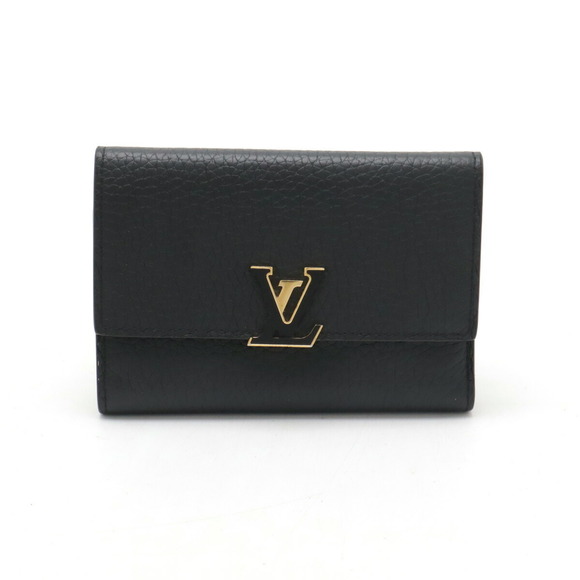 Louis Vuitton Noir Wallet Portefeuille Tri Hot Pink Taurillon Capucines Black - Picture 1 of 9